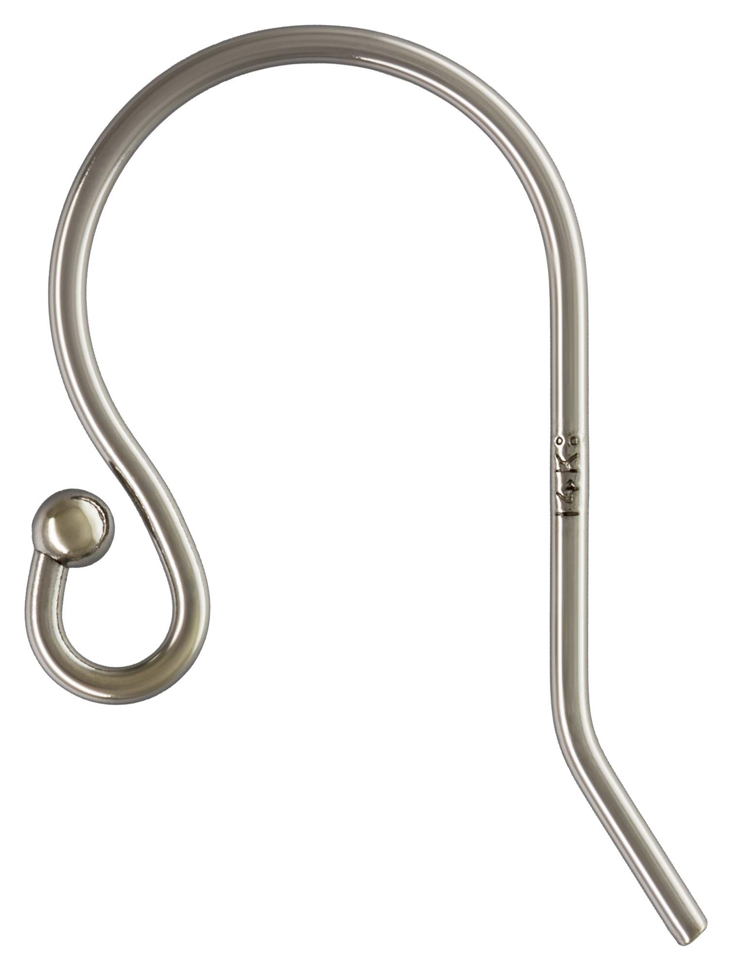 White Gold Ear Wire Ball on tip Wire Hook