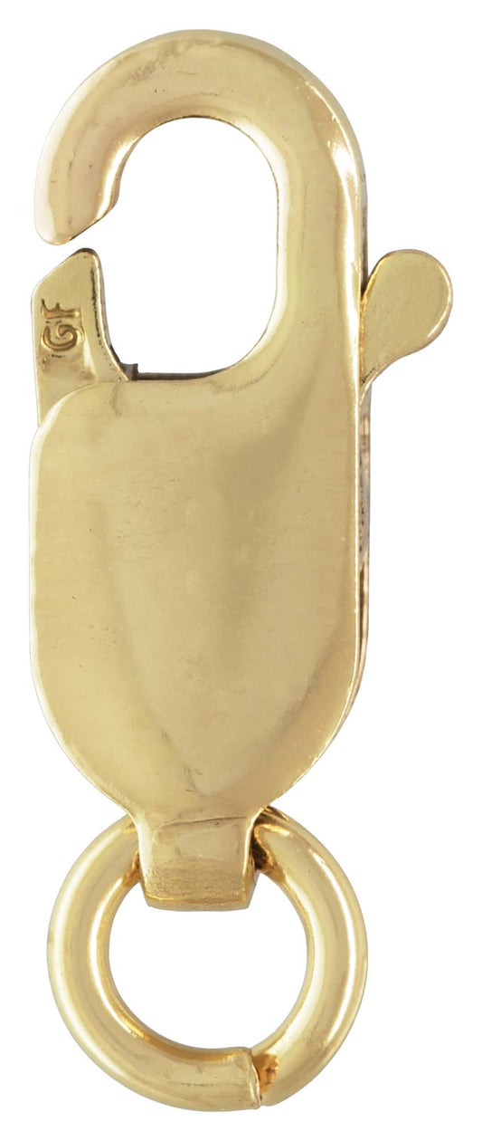 Clasp, Lobster Claw, 14kt Gold-Filled, 10x4mm with 4mm Jump Ring. Sold Per Pkg