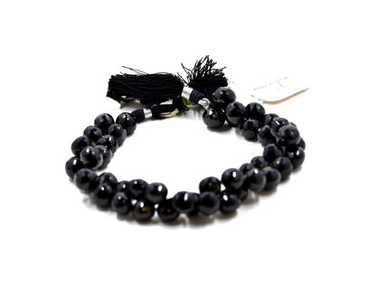 Black Spinel Onion Faceted Gemstone Beads