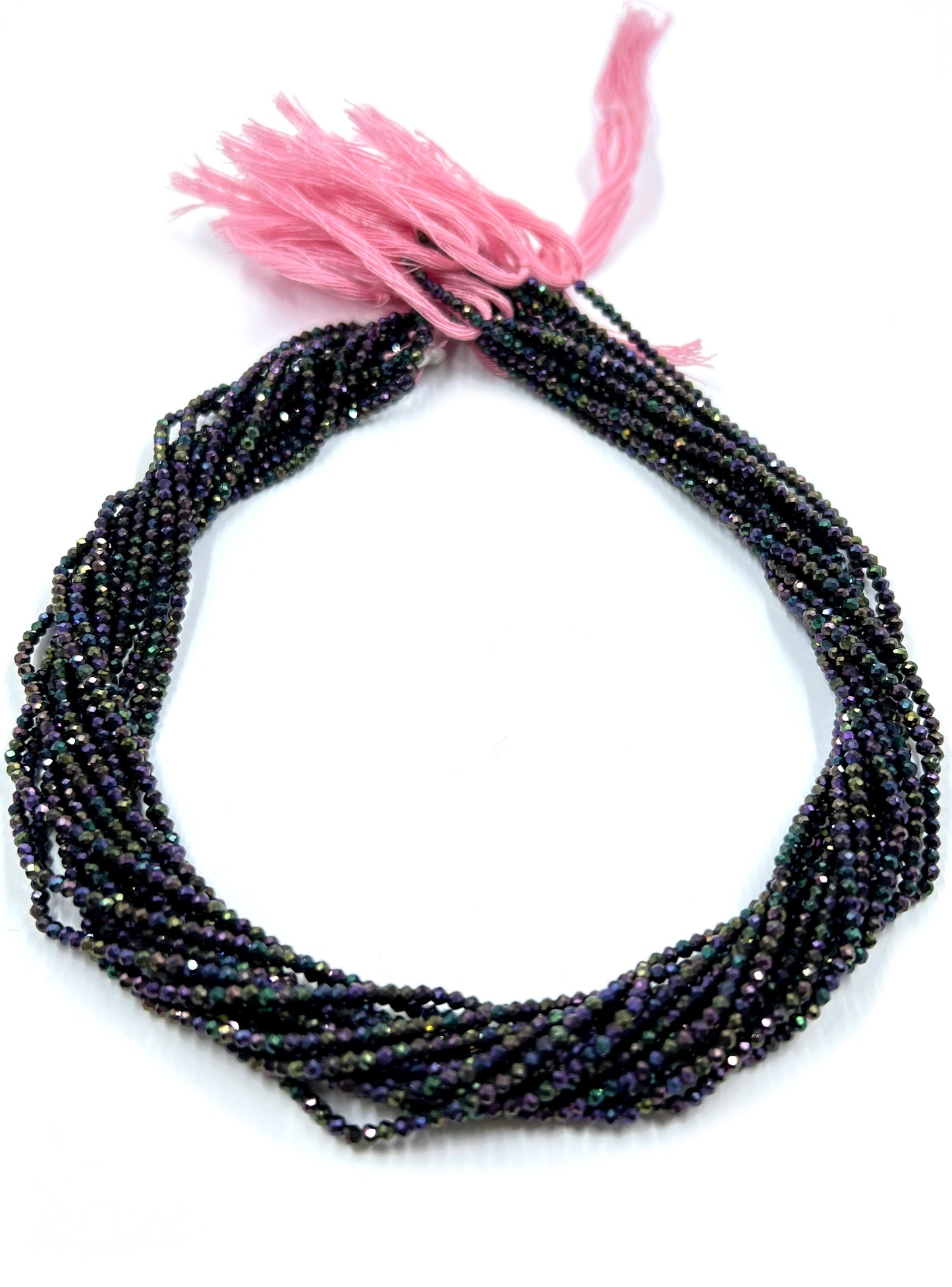 Black Spinel Coated Rondelle Beads