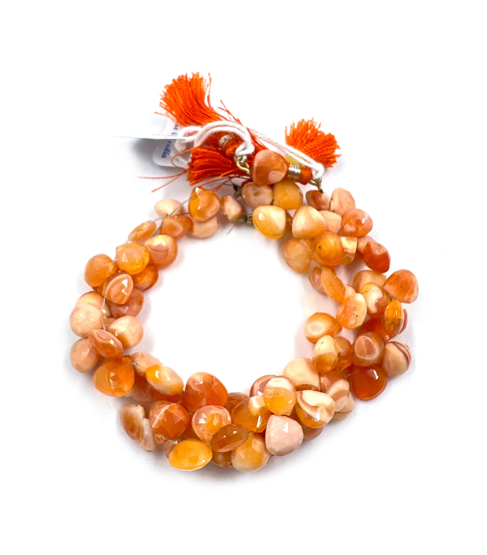Fire Opal Heart Faceted Gemstone Beads