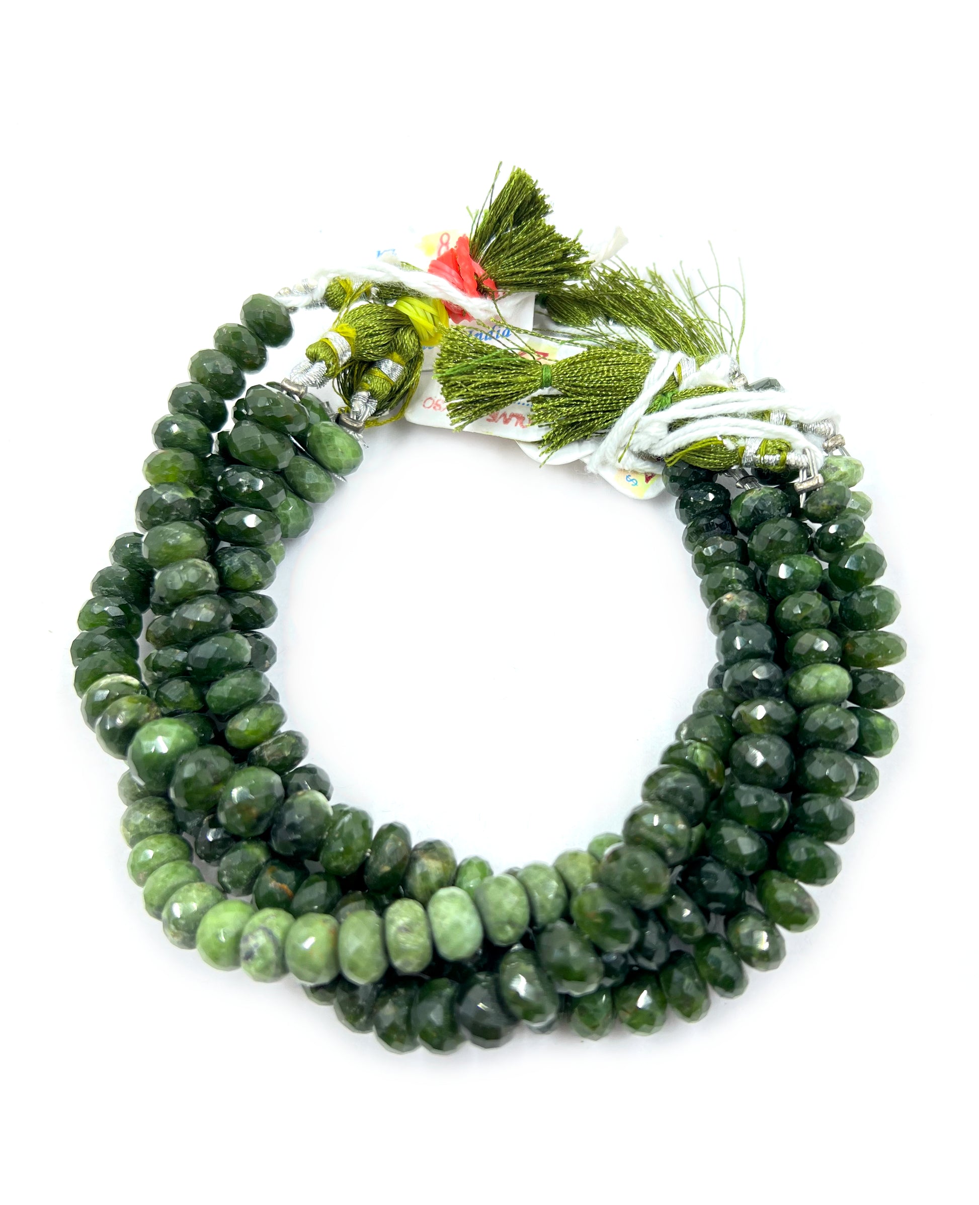 Olive Chryso Rondelle Faceted Beads