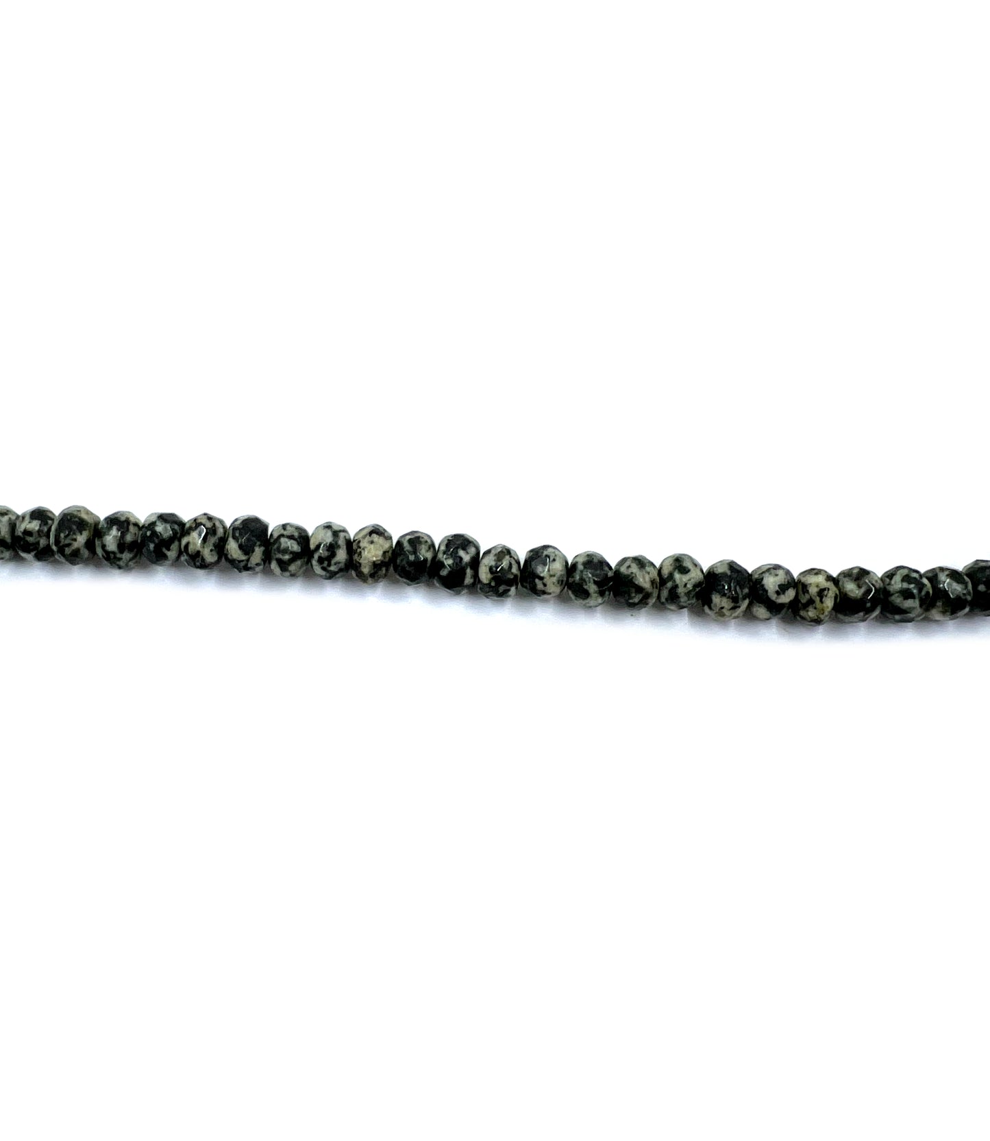 White Black Dot Rondelle Beads
